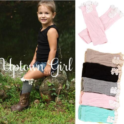Baby Girl Knitted Toppers Leaf Lace Trim Cuffs Leg Warmers Boot Socks Lovely Kids Girls Crochet For 7-12 Yrs