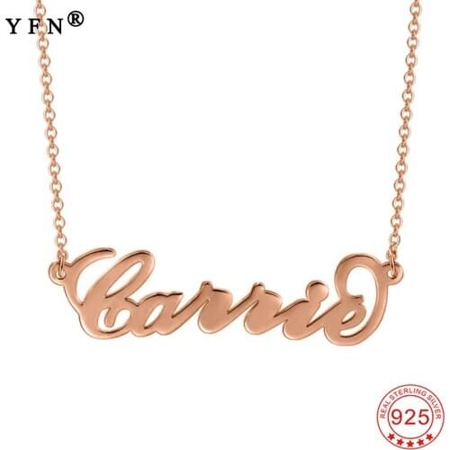 YFN Silver 925 Customize Name Jewelry Personalized Letter Necklace DIY Name Necklace Pendant Silver Chain 925 Woman Jewelry Gift