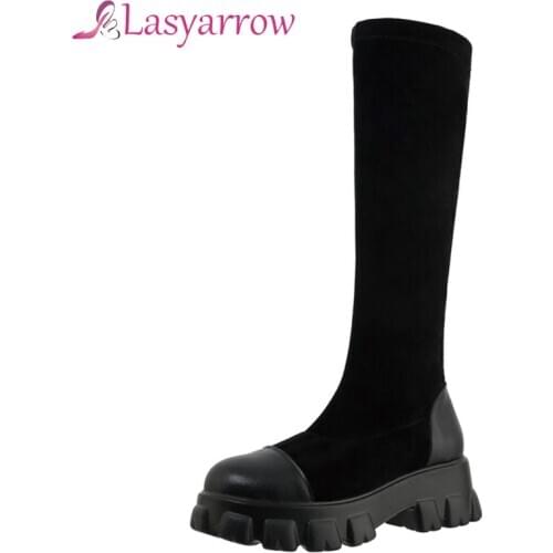 Lasyarrow Women ankle boots shoes autumn and winter ladies boots short boots Elastic boots short boots fashion boots size 32-46