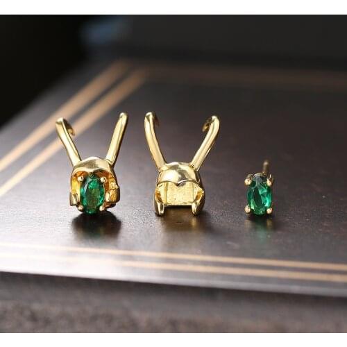 Loki Earrings for Women 2021 Green Crystal Helmet Crown Gold Cartilage Earring Set Stud Ear Accesorios Dropship Suppliers KBE002