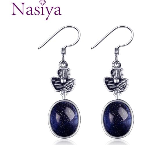 Flower Shape 8x10MM Oval Natural Charoite Drop Earrings For Women Vintage 925 Sterling Silver Earrings Fashion Jewelry Gifts