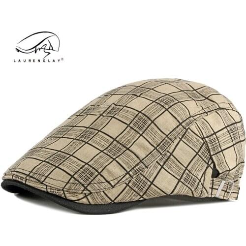 Womens Plaid Beret new Korean cotton British cap for spring and summer