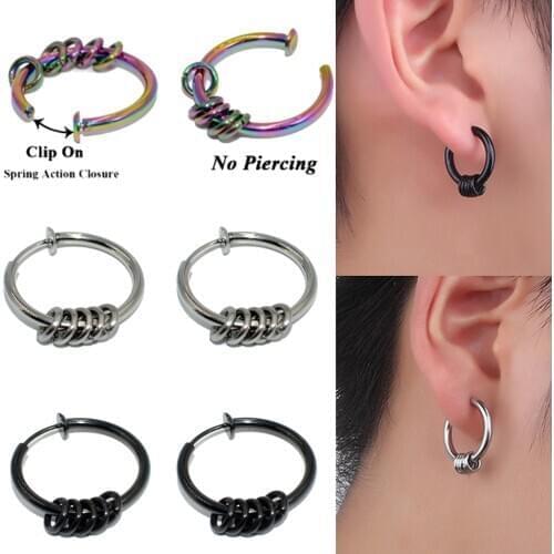 1PC Clip on Earrings Surgical Steel Dangle Ear Cuff Non Pierced Hoops Fake Spring Earring New Fashion Women Earrings