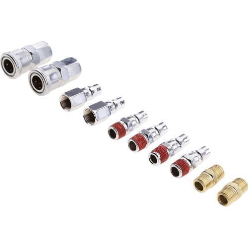 10 Pieces Air Compressor Line Hose Fittings Quick Release Connector 1/4' high quality metal rust proof and corrosion protection