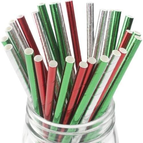 100pcs/lot Maix Solid Color Paper Straws Tableware Birthday Christmas Holiday Party Disposable Eco-friendly Home Decor Supplies