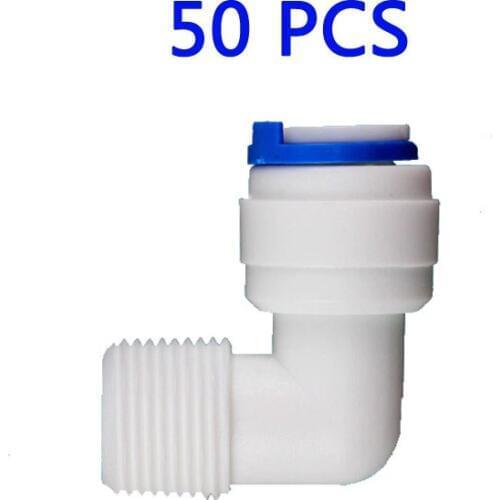 50 PCS 3/8" OD Hose Quick Connection 3/8" Pipe Elbow Union Connector RO Water Reverse Osmosis Aquarium System Connector Fitting