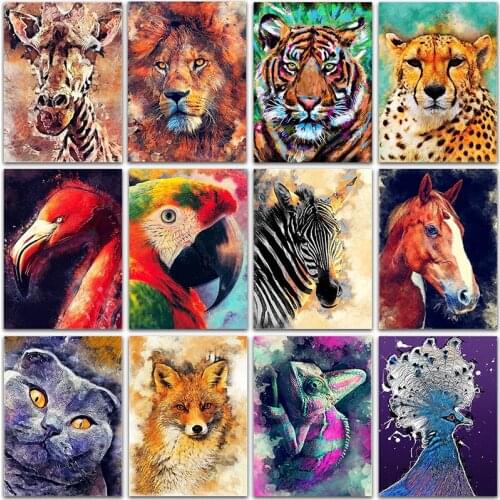 5D DIY Diamond Painting animals fox cat lion tiger horse Flamingo Full Square&Round mosaic embroidery Cross stitch home decor