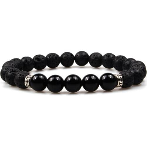 8mm multicolor nature Agate Onyx Chakra Healing Reiki Buddha Yoga Bracelet elastic adjustable Volcanic Stone Bangles yfg3