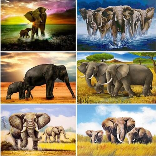 DIY Elephant 5D Diamond Painting Full Square Drill Animal Diamond Embroidery Rhinestone Wall Art Mosaic Home Decor Handmade Gift