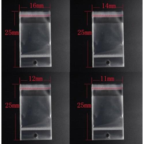 Free shipping 100 pcs Transparent Self Adhesive Seal Plastic Storage Bag OPP Poly Pack Bag With Hang Hole Retail Packaging Pouch