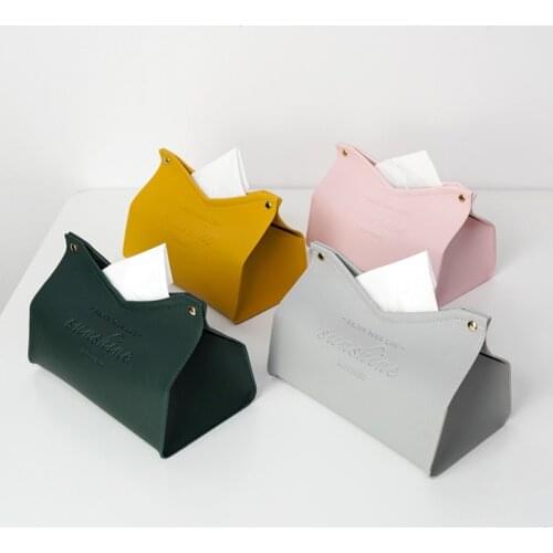 High Quality PU Leather Tissue Paper Case Boxes Napkin Holder for Table Car Room Office