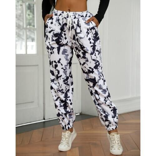 Women Running Pants Joggers Trousers Elastic Drawstring Sweatpants Ankle-Length Female Sportswear Workout Camouflage Pants S-3XL