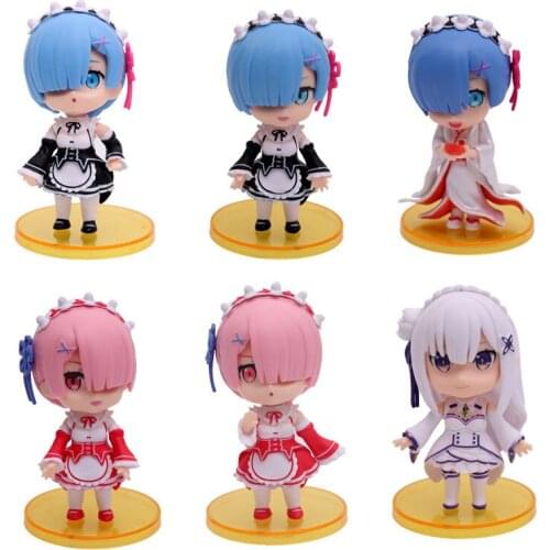 10cm Japanese Anime Q version Re Life a Different World from Zero Rem Ram Emilia PVC Action Figure Toy Collection Model