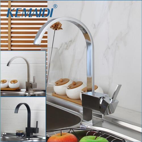KEMAIDI Solid Brass Kitchen Faucets Chrome Polish Basin Faucet Black&Nickel Brush Hot Cold Water Deck Mounted Mixer Tap