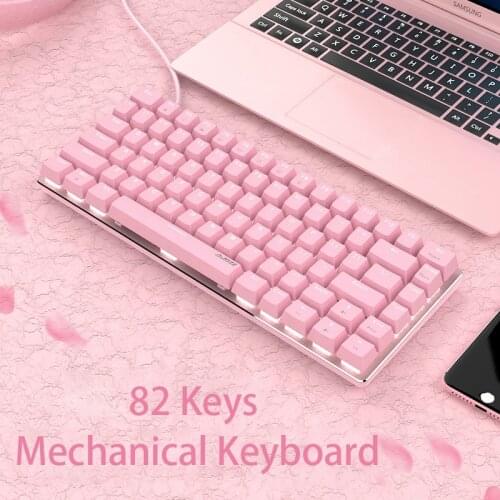 AJAZZ AK33 Gaming Mechanical Keyboard with 82 Keys Desktop Laptop USB Type-C for Windows XP/Win7/8 IOS with White Backlight