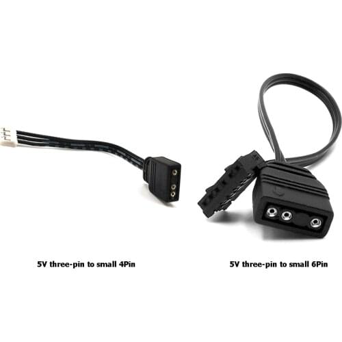 Small 4Pin/6Pin to 5V ARGB 3Pin Fan Controller Adapter Cable for Coolmoon 5V Three-pin to 4pin/6Pin Controller Adapter Cable