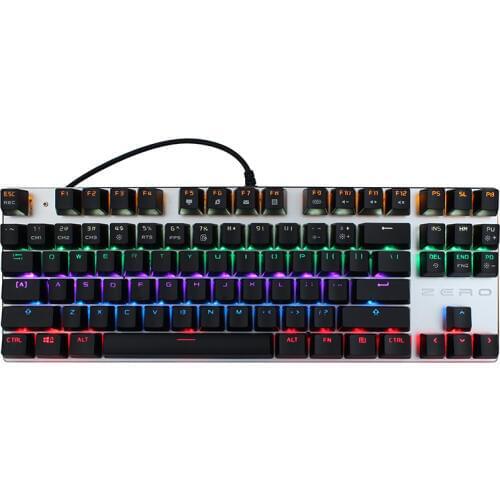 METOO Gaming Mechanical Keyboard 87key Anti-ghosting Luminous Blue Black Red Switch Backlit led wired Keyboard Russian sticker