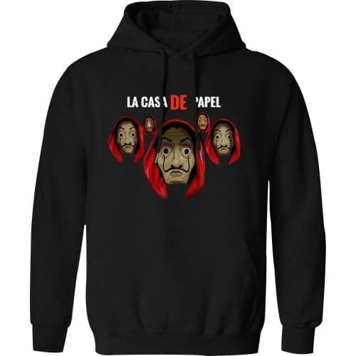 La Casa De Papel Cartoon Hooded Mens Harajuku Fashion Sweatshirt Leisure Outwear Clothing Tops 2021 New Arrival Tracksuits Homme