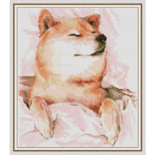 Shiba Inu in a Rest Count Cross Stitch Kits Aida 14CT 11CT Printed Embroidery Set DIY Animal Needlework Home Decoration Painting