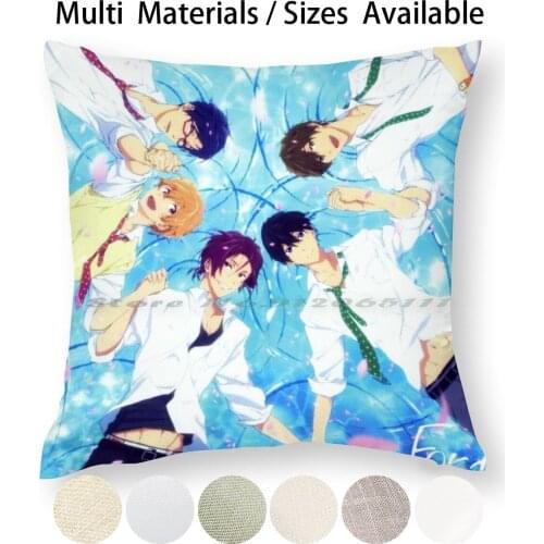 Fr12 Pillow Case Throw Pillow Cover Cotton Linen Flax Free Iwatobi Nagisa Makoto Haru Haruka Yaoi Swim Club Rin Friends Chill
