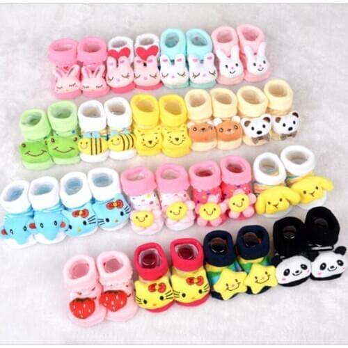 1 Pair Cartoon Animal Non Slip Child Girls Boys Socks Newborn Baby Socks with Rubber Soles Cotton Toddler Socks Antiskid socks