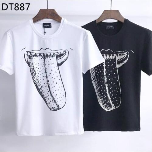 New Dsquared2 mens short-sleeved T-shirt, cotton casual T-shirt with big tongue printing DT887