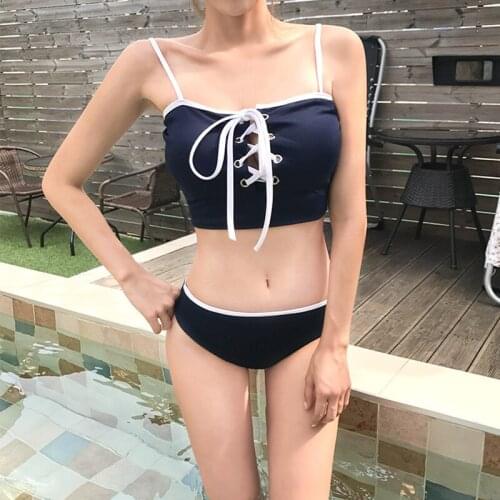 2021 New Sexy Korean Bikinis Women Swimsuit Push Up Large Bikini Set Bathing Suits Halter Summer Beach Wear Swimwear