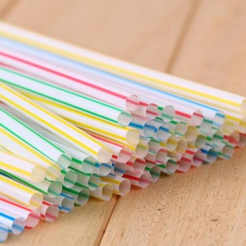 Disposable Colored Elbow Food Grade Beverage Soymilk Plastic Straw Color Strip Elbow 100 Sticks Mixed Colors Party Supplies