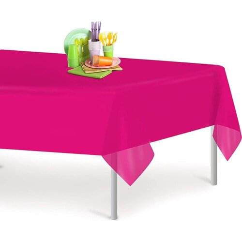 Promotion - Party Wedding Birthday Supplies, Magenta Rectangle Disposable Plastic Tablecloth 137x234cm