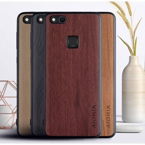 Luxury wood vintage style funda for Huawei P10 Lite case leather sticker with PC back cover cases for huawei p10 lite capa