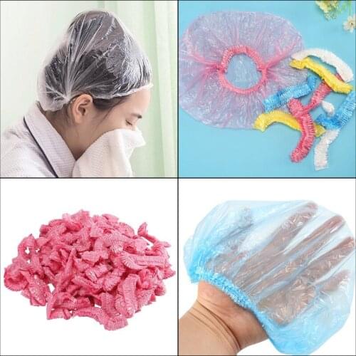 100pc Disposable Waterproof Cap Thick Dust-Proof Strip Hat Cap Disposable Bath Cap Hood Beauty Salon Cap Protection Mushroom Cap