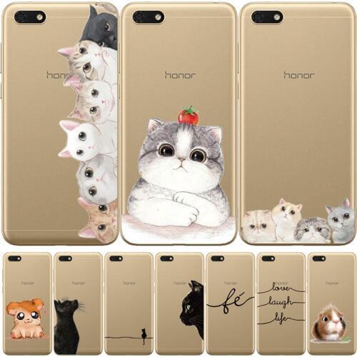 Silicone cat case For Huawei Honor 7A Case 5.45" inch Soft Phone Case For Honor 7A 7 A DUA-L22 Russian Back Cover Coque bumper
