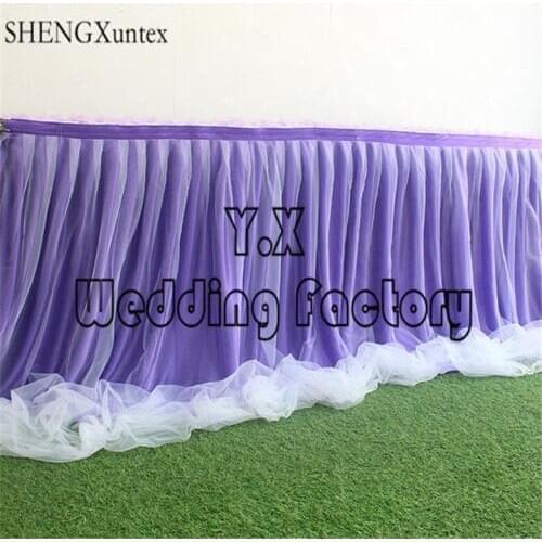 Ice Silk Table Skirt With Tutu Swag Drape For Wedding Event Decoration