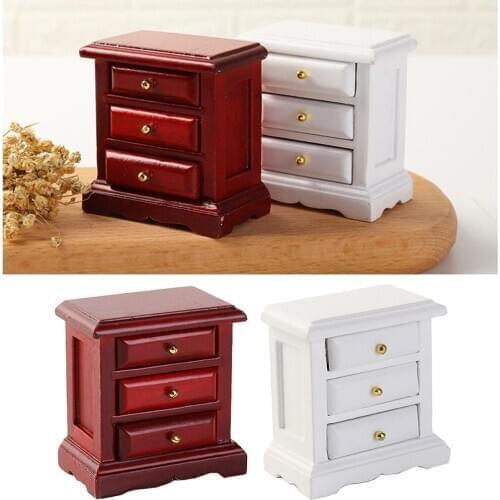 1:12 Scale Dollhouse Wood Vintage Style Nightstand For Bedroom Furniture DIY