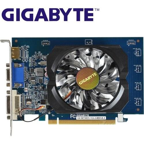 GIGABYTE GT 730 1GB Graphics Cards GV-N730D3-1GI D3 GDDR3 Video Card for nVIDIA Geforce GT 730 1G Hdmi Dvi VGA Cards Used