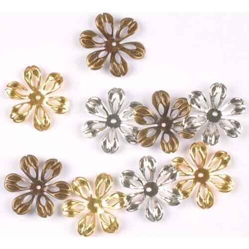 24mm Vintage Flowers Connectors Wraps Filigree Metal Crafts For Jewelry Making Pendants DIY Scrapbooking Decoration Yk0762-6