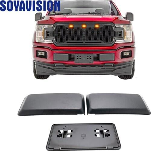 Front Bumper Guard Protector Pad For Ford F150 2018-2020 Front Bumper Guards Inserts Pads Cars License Plate Bracket