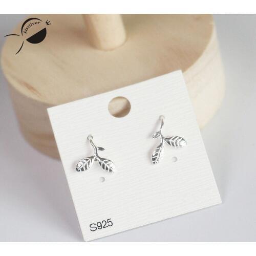 Women Earrings Simple New Leaves Classic S925 Sterling Silver Stud Earrings Fashion Party Jewelry Young Female Stud Earring 2018
