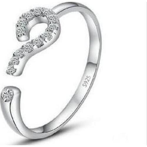 New arrival fashion question mark 925 sterling silver women adjustable finger rings jewelry wholesale drop shipping