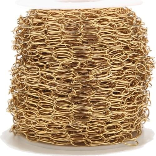 Gold tone 7mm*15mm Stainless Steel Cable O Link Chain for DIY jewelry carft making