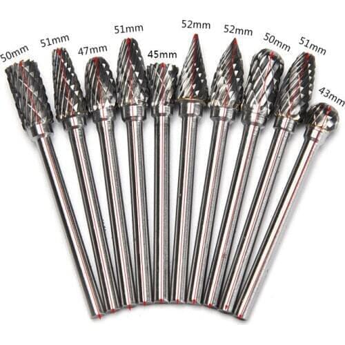 10 Pce Hard Steel Grinding Head Alloy Rotary File Electric Drill Grinding Head Electric Grinding Hardware Accessories