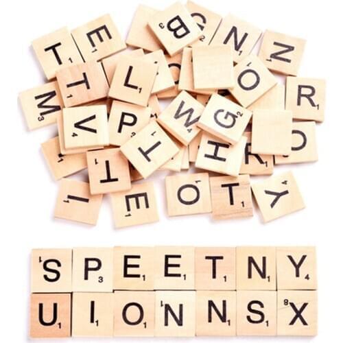 100pcs/Lot Early Educational English Letters Word Scrapbooking Number Alphabet Tile Wooden Letter Block DIY Crafting Toys
