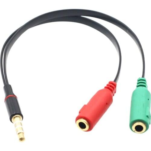 3.5mm Red And Green One-to-two Audio Cable Stereo Audio Y-Splitter Cable Adapter Microphone Plug For Earphone