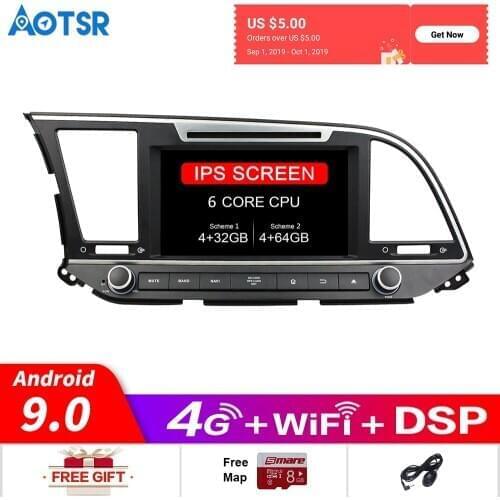 Android 9.0 Car GPS Navigation DVD Multimedia Player For Hyundai Elantra 2016-2018 GPS Navigation DVD Radio player HeadUnit dsp