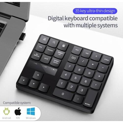 2.4g Wireless Keyboard Charging 35-key Multimedia Black Keypad Digital keyboard compatible with multiple systems 10m
