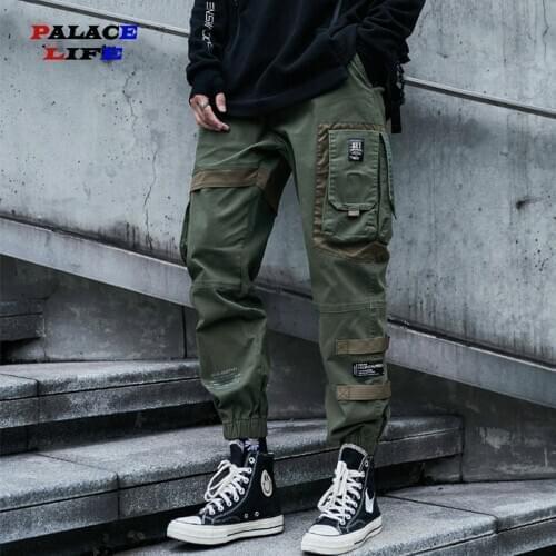 Hip Hop Cargo Pants Men Fashion Harajuku Black Harem Pant Streetwear Joggers Sweatpant Multi-Pocket Casual Mens Pants