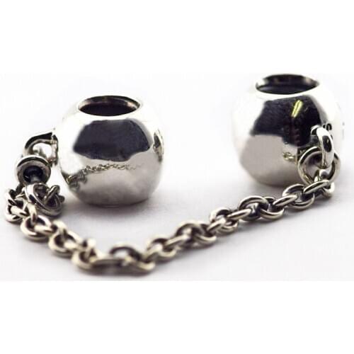 Signature Safety Chain Beads for Silver 925 Original Charms Bracelets DIY Jewelry Round Shape Charm Beads for Jewelry Making