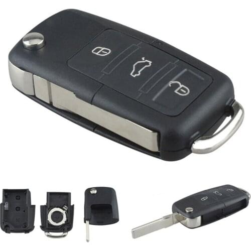 Black 4 Buttons Smart Remote Replacement Key Case No Chip with Uncut Car Flip Key for Volkswagen B5 Passat Convenient Tools
