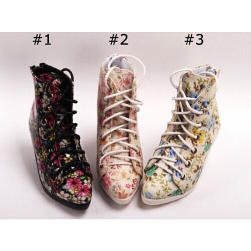 G10-069 children toy bjd sd 1/3 1/4 dolls props Accessoriess shoes High heels Colorful floral leather shoes 1 pair