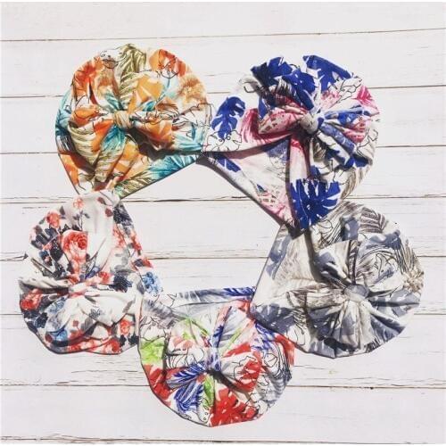 Baby bow turban hat Infant jersey turban Organic cotton jersey Top knot cap Little girls headwrap Soft hospital hat HB252S